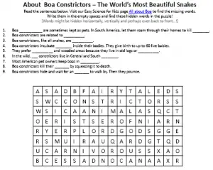 Download the FREE Boa Snakes Worksheet for Kids!