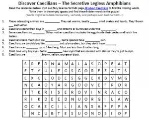 Download FREE Caecilian Worms Activity Sheet for Kids!