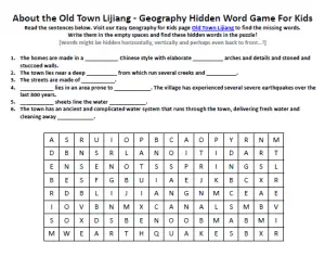 Download our FREE Old Town Lijiang Worksheet for Kids!